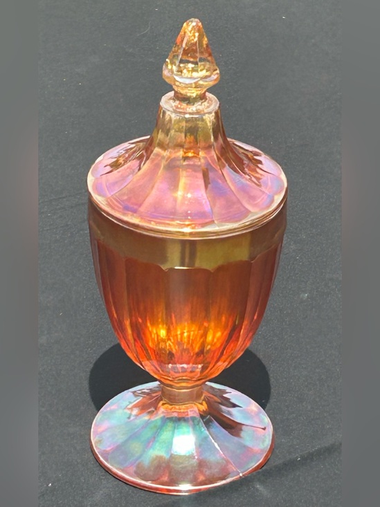Jeanette Glass Other - Vintage Jeannette Marigold Carnival Glass Covered Candy Dish